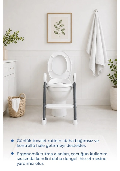 Babyjem Basamaklı Katlanır Klozet Adaptörü Antrasit