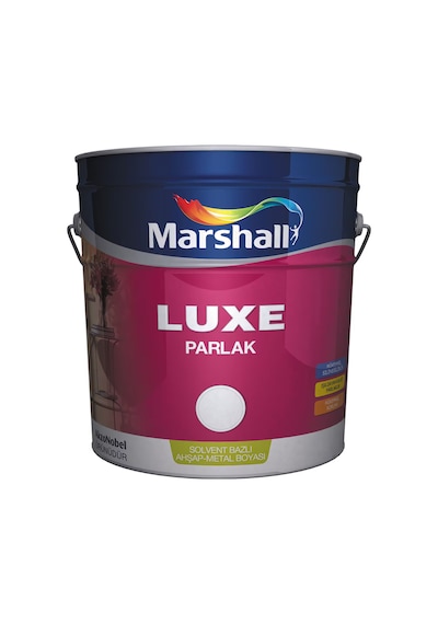 Marshall Luxe Aqua Parlak Beyaz Su Bazlı Ahşap Metal Duvar Boyası 0,75 L 1