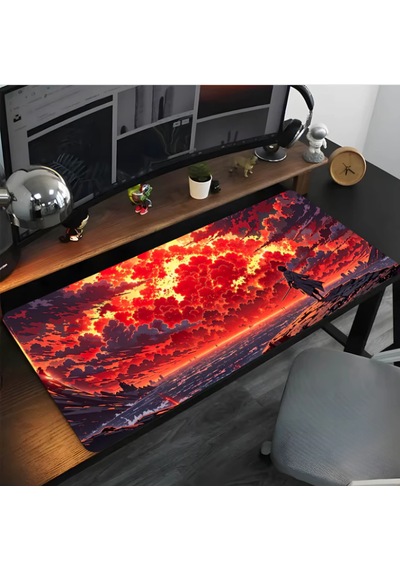 Kızıl Gokyuzu Temalı 90x40 Kaymaz Taban Mousepad 90x40cm
