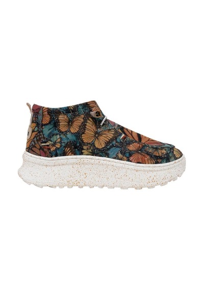 Kadın Vegan Deri Krem Bot - Moths And Butterflies Tasarım Multicolor