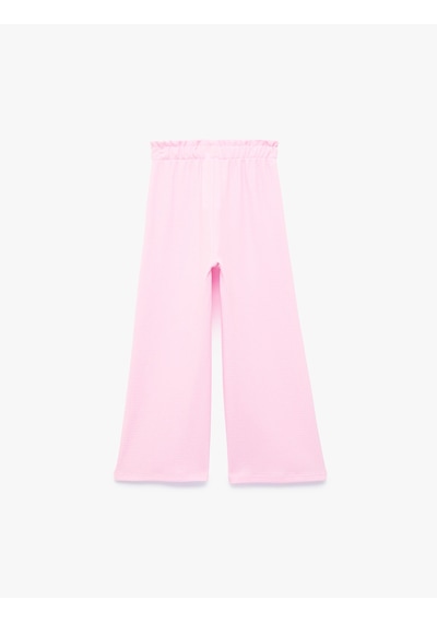 Koton Fırfır Detaylı Geniş Paça Pantolon Pembe 7wmg10056ak Gül