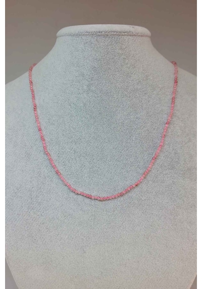 Pembe Kuvars Taşı 2mm Kolye (Sabit Klipsli) Gümüş