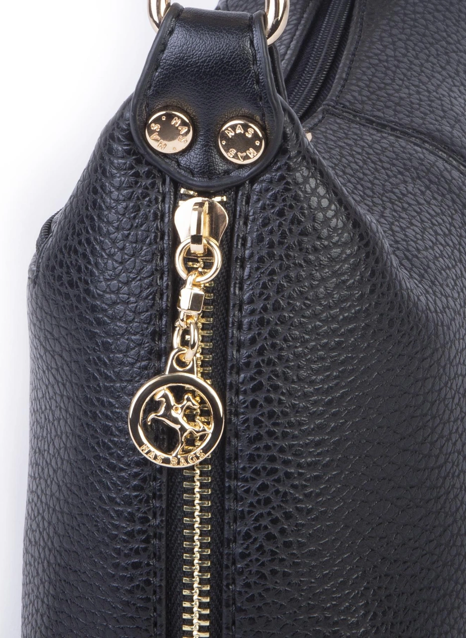 Nas Bag Kadın Mini Omuz Ve Çapraz Çanta Örgülü Askılı En: 23 Cm , Boy: 14 Cm Siyah Lopez Siyah