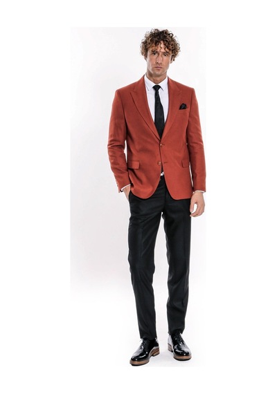 Düz Slim Fit Spor Bordo Erkek Ceket - Wessi Bordo
