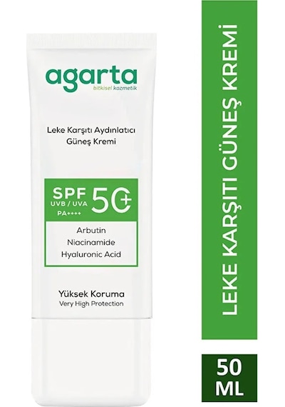 Agarta Leke Karşıtı Aydınlatıcı Spf+50faktör Yüz Güneş Kremi 50ml