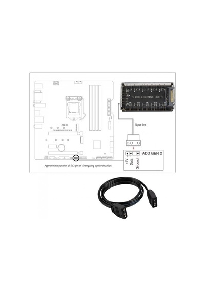 5v 3-pin Rgb 10 Port Hub 3pin Argb İçin Adaptör Uzatma Kablosu