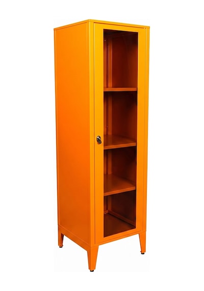 Alfafonet Ziglat Serisi Kilitli Metal Home Office Dolabı Cam Kapaklı Turuncu Ral 2004 450x1500x450 Mm