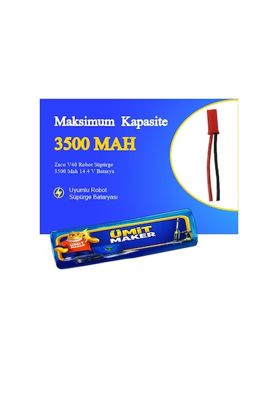 Zaco V40 Robot Süpürge 3500 Mah 14.4 V Batarya  Uyumlu Uzun Ömürlü, Yüksek Performans Pil