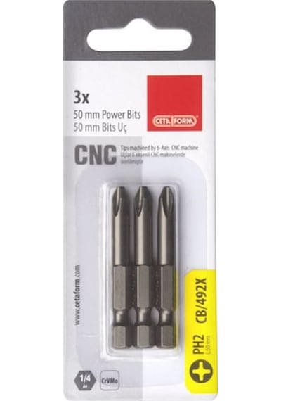 Ceta Form 3 Parça 1/4" Yıldız Bits Uç- PH3 x 50 mm / Kartlı
