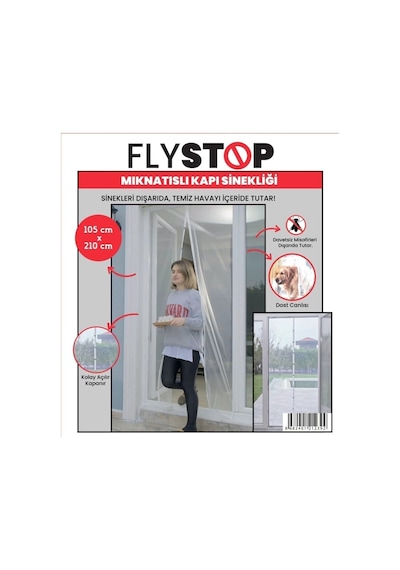 Mıknatıslı Kapı Sinekliği 105x210 Cm Çift Taraflı Bant Ve Cırtbantlı Plastik