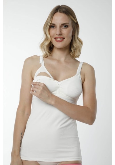 Hmd Underwear Kadın %100 Pamuk Ekru Askılı Emzirme Atleti & Rahat Doku Hmd2400 Ekru