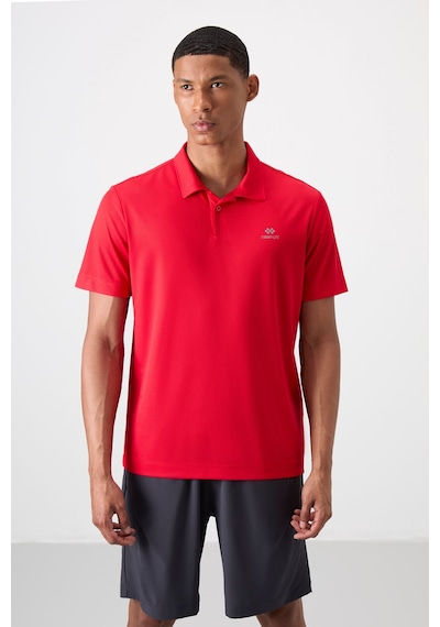 Tommy Life Kırmızı Logo Baskılı Standart Kalıp Polo Yaka Aktif Spor Erkek T-shirt - 88252 Kirmizi
