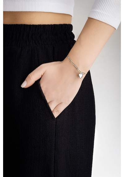 So Chic Saklı Kalp 18 Ayar Beyaz Altın Kaplama 20 CM Gümüş Zincir Bileklik