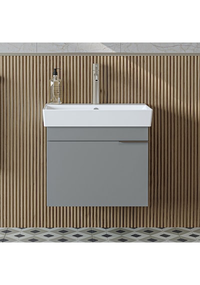 Likya Tek Kapaklı Lavabolu 59 Cm Banyo Dolabı Alt, Lavabolu Banyo Alt Dolabı Kül Gri