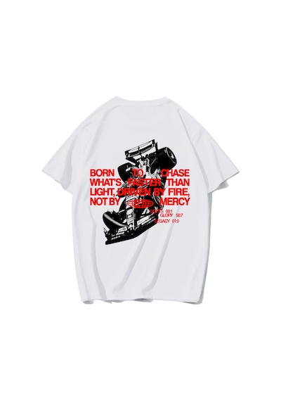 Brz Collectıon Brz Collection Unisex Oversize Born To Chase T-shirt Beyaz