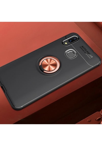 Huawei Y7 Prime 2019 Kılıf Yüzüğü Stant Ve Araç Tutucu Olabilen Şık Esnek Premium Silikon Kapak Ryc/ravel Siyah - Rose Gold