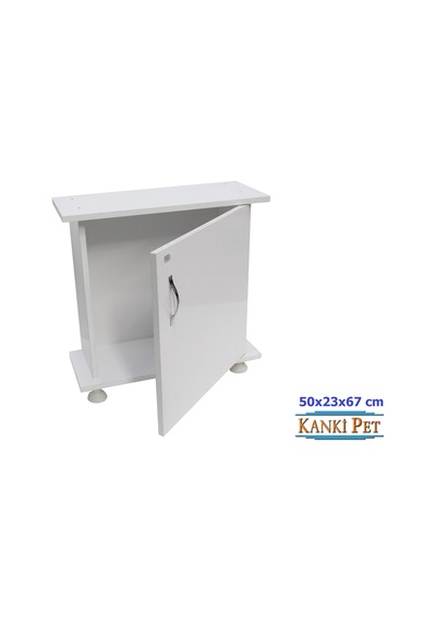 Kanki Pet Mdf Akvaryum Sehpa Beyaz Düz 50 x 23 x 67 CM