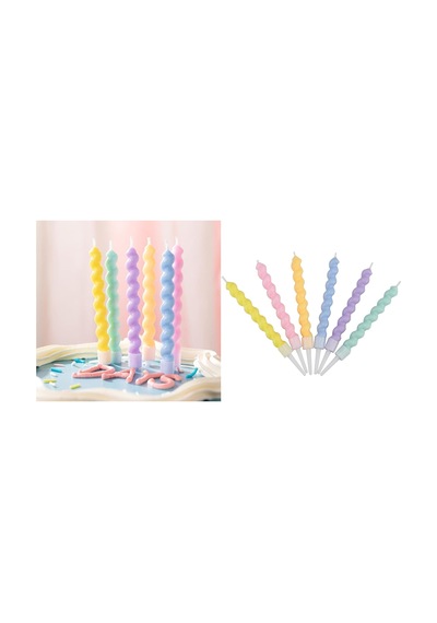Makaron Renkli Spiral Mum 12 Cm 6 Adet
