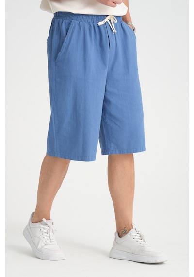 Redline Erkek Baggy Fit Rahat Kesim %100 Pamuk Yumuşak Dokulu Şort Kapri İndigo