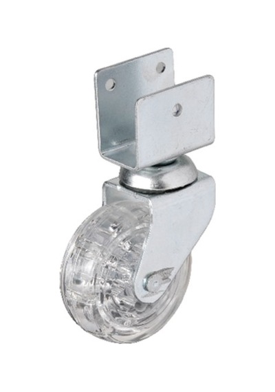 Hts 328 - 50x20 Mm Şeffaf Makaralı Kısa U Tablalı Teker 4 Adet Çok Renkli