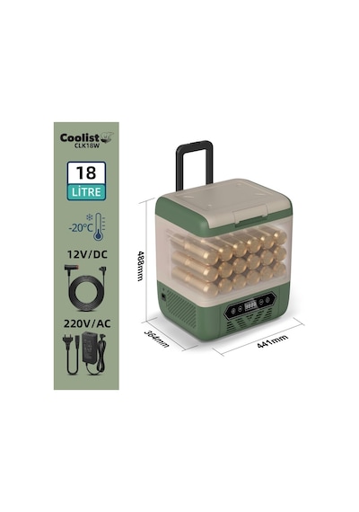 Clk18w 12/24volt/ 220volt 18 Litre Kompresörlü Tekerlekli Outdoor Oto Buzdolabı