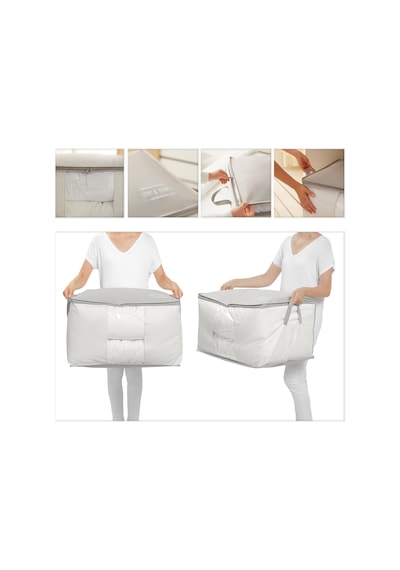Ayrex Ocean Home Textile Büyük Boy Pvc Pencereli Gri Çizgili Stuff & Things Hurç 60 X 43 X 35 Cm Genel