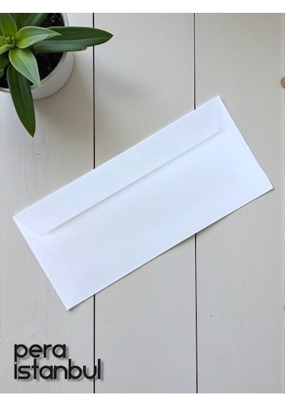 100 Adet Diplomat Beyaz Davetiye Lüks Tebrik Kartı Mektup Mühür Cüzdan Büyük Zarf 105x240mm