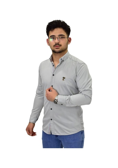 Erkek Spor Silim Fit Uzun Kol Gömlek Bgl-st04483 Gri Erkek Spor Silim Fit Uzun Kol Gömlek Bgl-st04483 Gri