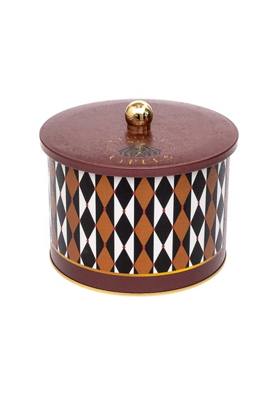 Circus Desenli Topuz Kulplu Yuvarlak Metal Saklama Kabı 17.5 x 13 CM 2.9 L Çok Renkli