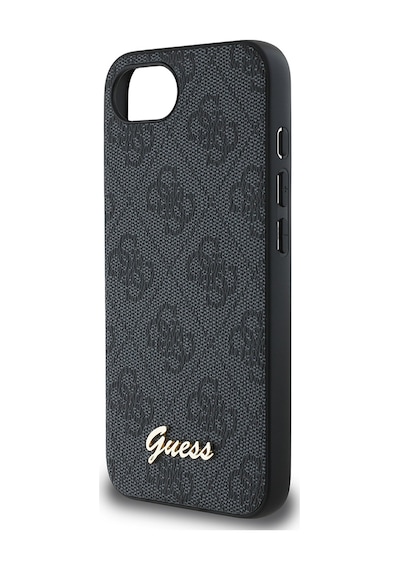 Apple iPhone 16e Uyumlu Kılıf Guess Lisanslı 4g Desenli Script Metal Logolu Kapak Siyah