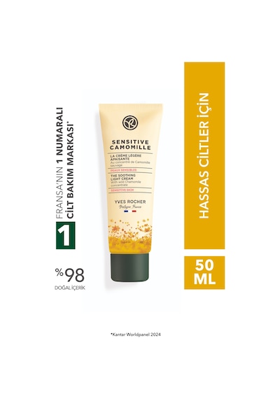 Yves Rocher Hassas Ciltler, Organik Papatya Yatıştırıcı Bakım - Hafif Dokulu Krem -sensitive Camomille-50ml