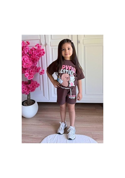 Bubiee Baby Yumuşak Pamuklu Kumaştan Kahverengi Baskılı T-shirt Ve Şort Takımı - Capyfun Besties Deseniyle Kahverenegi Bubiee Baby Yumuşak Pamuklu Kumaştan Kahverengi Baskılı T-shirt Ve Şort Takımı - Capyfun Besties Deseniyle Kahverenegi