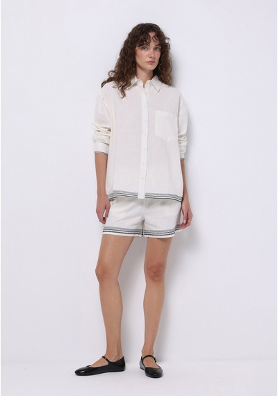 Colin's Colins Regular Fit Shirt Neck Nakışlı Kadın Beyaz Uzun Kol Gömlek Cl1075191 Q1.v1 Wht Beyaz Colin's Colins Regular Fit Shirt Neck Nakışlı Kadın Beyaz Uzun Kol Gömlek Cl1075191 Q1.v1 Wht Beyaz