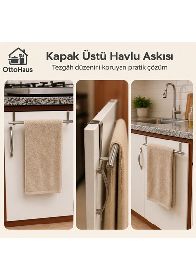 Ottohaus Kapak Üstü Havlu Askısı, Paslanmaz Çelik Mutfak Dolabı H