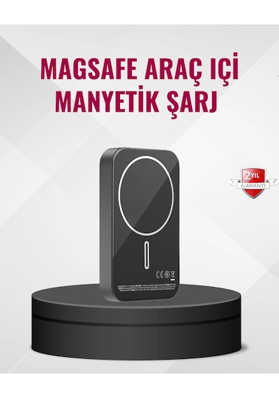 Magsafe Araç Telefon Tutucu 15w Hızlı Şarj Type-c Girişli Siyah