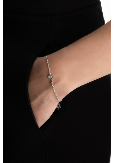 So Chic Aşk Anahtarı 18 Ayar Beyaz Altın Kaplama 19 Cm Gümüş Bileklik Rodyum