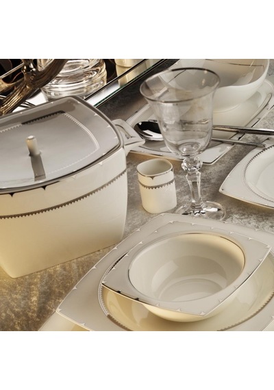 Aryıldız 31036 Platin Rose Square Porselen 60 Parça Yemek Takımı