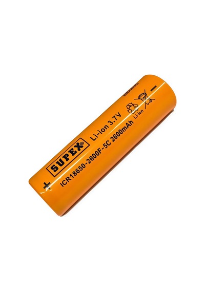 Supex Icr18650-2600f-5c 3.7v 2600mah Li-ion Düz Kafa Başsız Pil