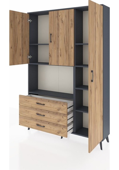 Arges Dolap 7 Raflı 3 Çekmeceli 3 Kapaklı 132x30x195 Antrasit-çam/çam Atlas Çam/atlas Çam Arges Dolap 7 Raflı 3 Çekmeceli 3 Kapaklı 132x30x195 Antrasit-çam/çam Atlas Çam/atlas Çam