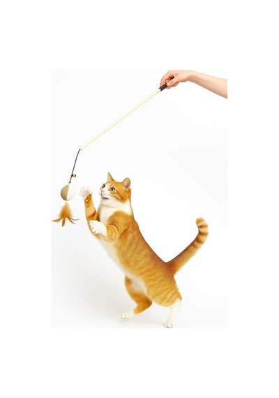 Hayvan Figürlü Jüt Kumaşlı Kedi Oltası Doğal Malzemeli Çıngıraklı Oyuncak Kedi Egzersiz Çubuğu Tüylü Daya