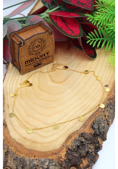 Midyat Nurtaş Gümüş Seyrek Pullu Trend Model Gold Kaplama Gümüş Kolye 201022297