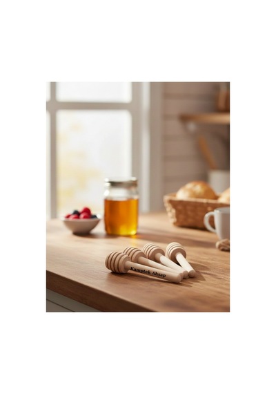 Kamptek Ahşap Mini Kalın Bal Kaşığı 6 Adet Paketli 6 Cm Sarı