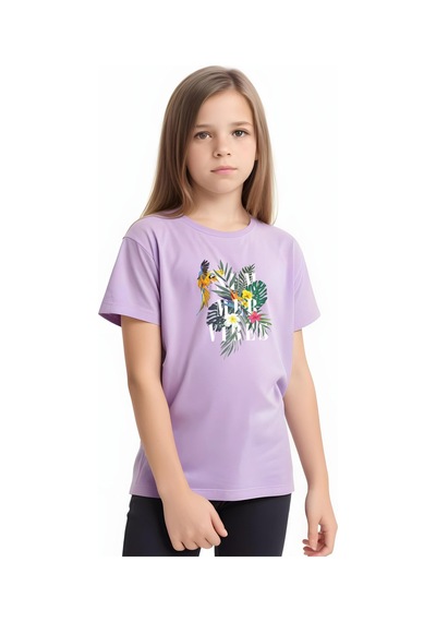 Fyk Kids Kız Çocuk Basic Summer Papağan Baskılı T-shirt Lila