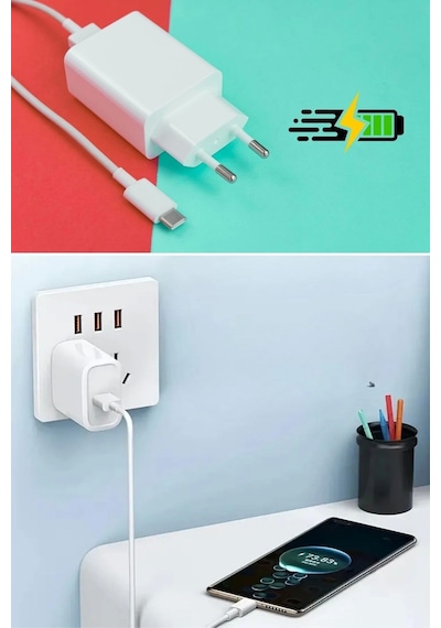 120w Usb Hızlı Type C Uçlu Kablolu Şarj Aleti Çok Renkli