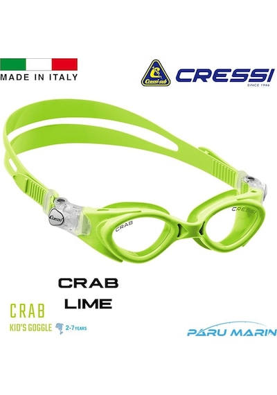 Parumarin Cressi Crab 2-7 Yaş Lime Yüzücü Gözlüğü