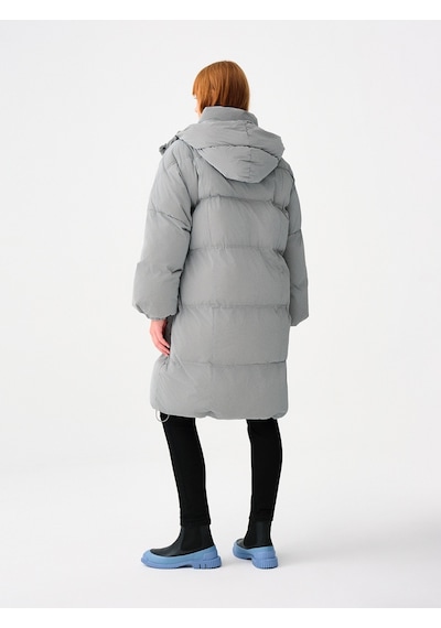 Loose Fit Kadın Mont Gri