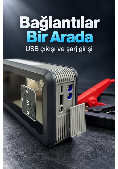 Powerbank Özellikli Akü Takviye Cihazı Ve Taşınabilir Hava Pompası