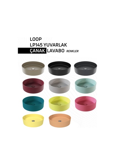 Creavit Loop Yuvarlak Masa Üstü Çanak Lavabo Ø45 Cm Şeftali Tüyü Lp145