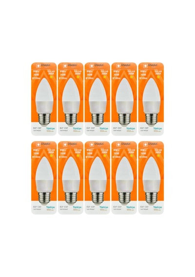 Tr 9w 70w Sarı Işık 3000k E27 Duylu Led Mum Ampul, 10 Adet Genel