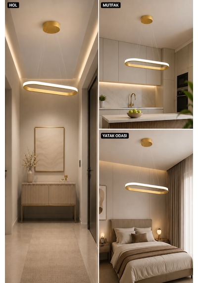 AvizeGO Elipso Led Sarkıt Avize Beyaz Işık Eskitme